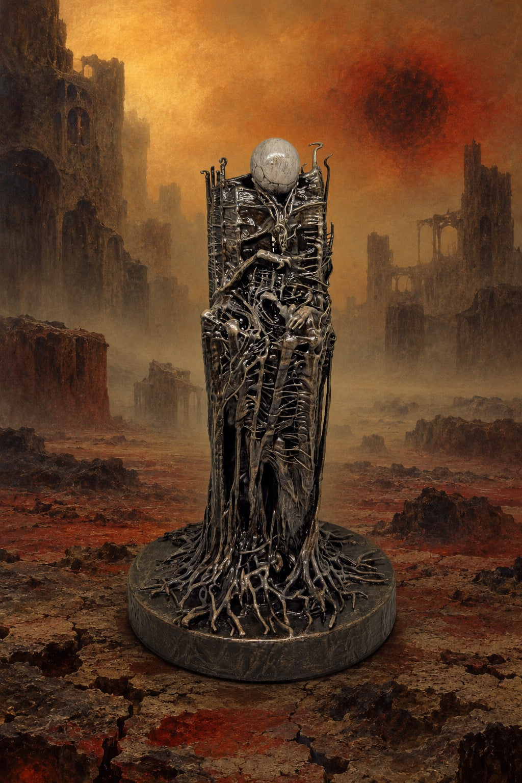 Inspired by Zdzisław Beksiński - RZ - 3D Resin Sculpture, Hand-Painted, 11.02 inches (28 cm)