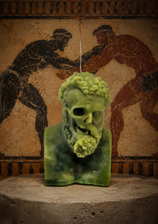 Handmade Hercules Ripped Face Candle 6.3 in (16 cm/160mm) Tall Wax Art