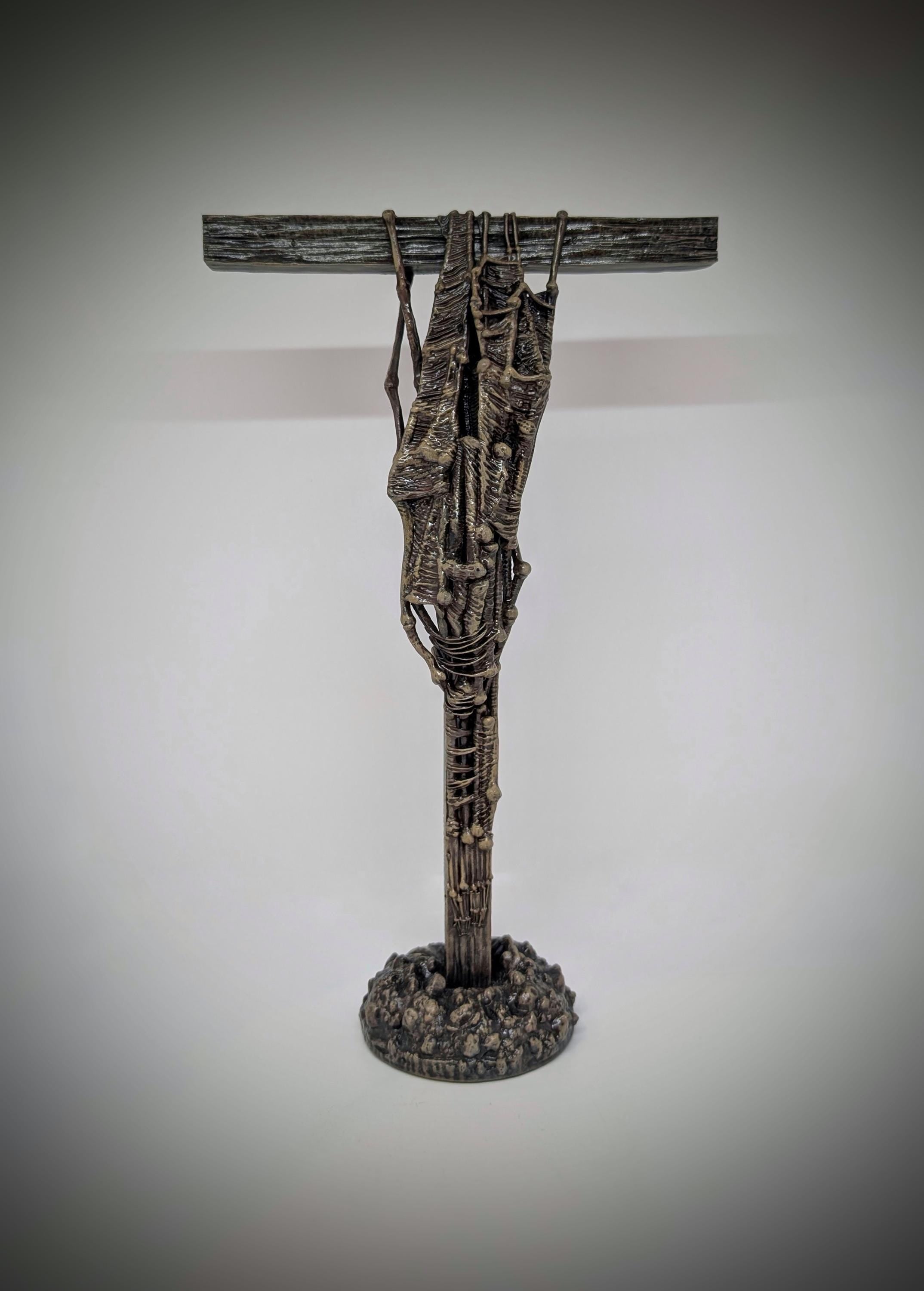 Inspired by Zdzislaw Beksinski -T cross 3D Resin Sculpture, Height 11.42 in (29 cm/290 mm)