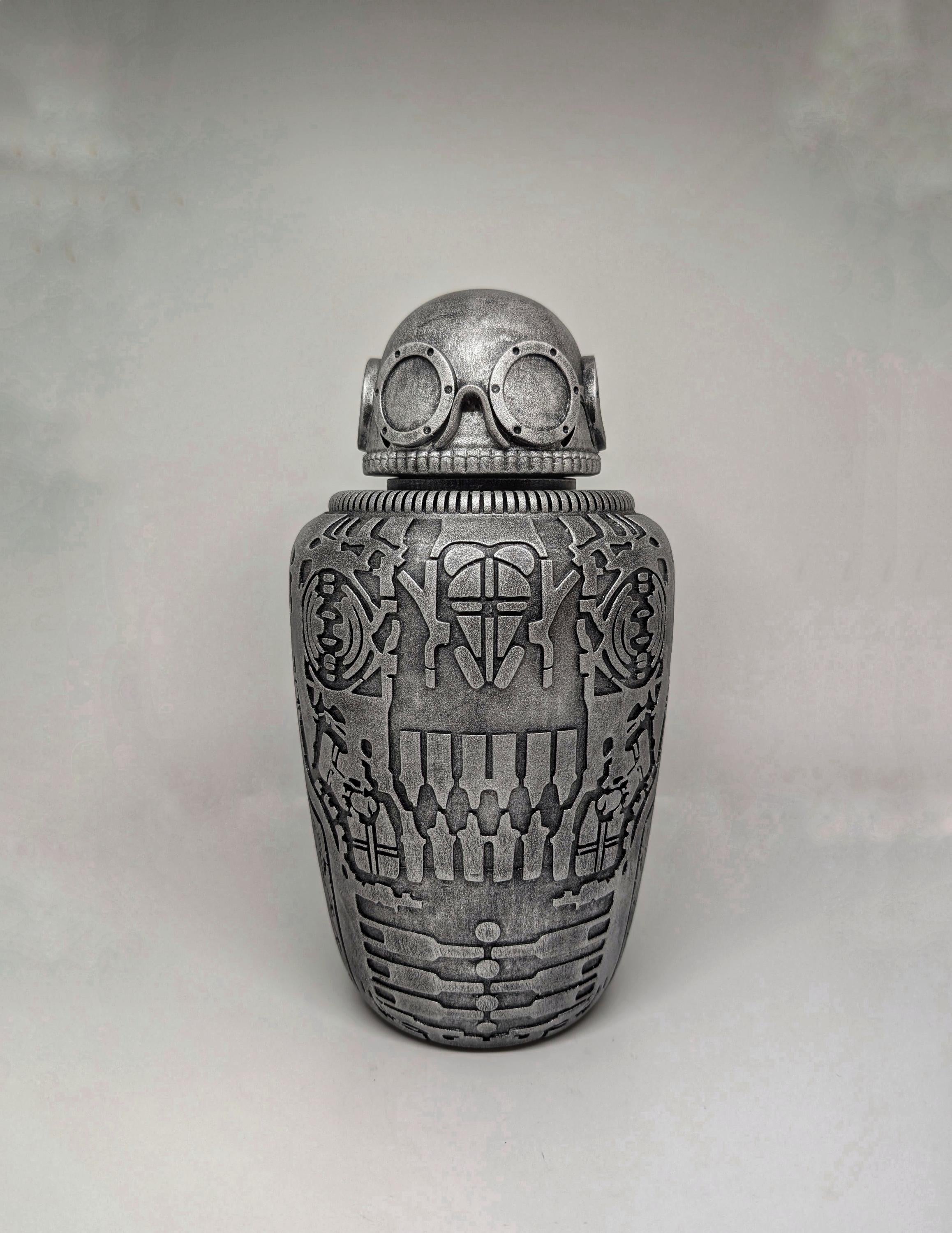H.R. Giger Inspired Funeral Urn Sculpture 3D Printed Resin 10.2 in (26 cm/260mm)