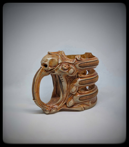 Biomecha Mug Holder – 3D Printed Resin, Hand-Painted Sci-Fi Art, Fits Beer Glass
