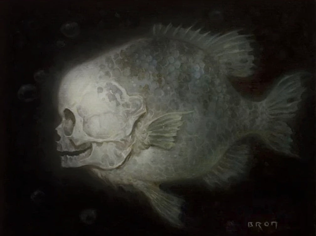 Inspired by Gerald Brom - Fish Monster Resin 3D Sculpture / Length: 7.68 in (19.5 cm)