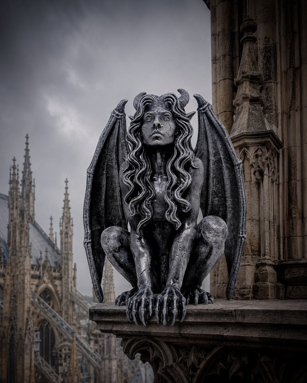 Gargoyle Shelf Decor Resin 3D Sculpture 10.24in (26 cm) Gothic Statue
