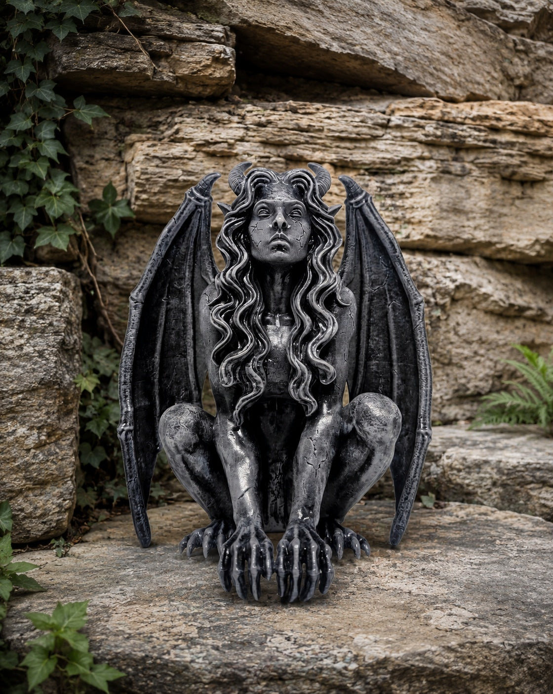 Gargoyle Shelf Decor Resin 3D Sculpture 10.24in (26 cm) Gothic Statue
