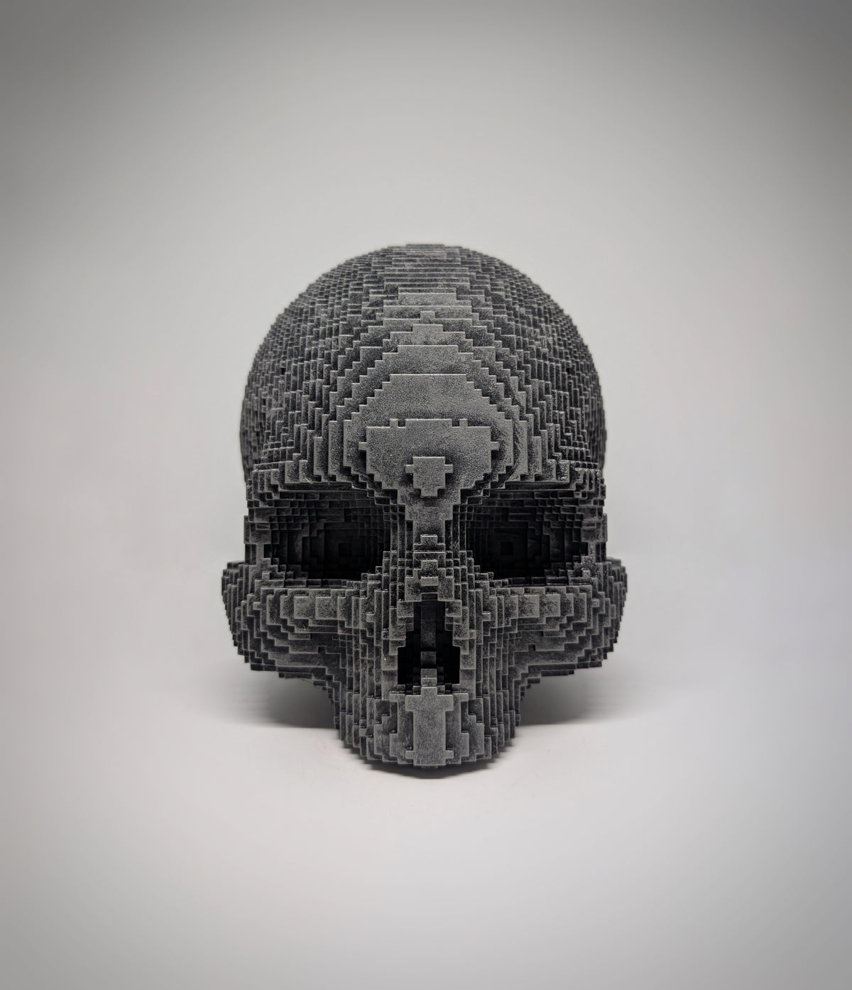 Pixel Art Skull 1:1 Resin Sculpture Hand-Painted 7.09" (18 cm) Tall
