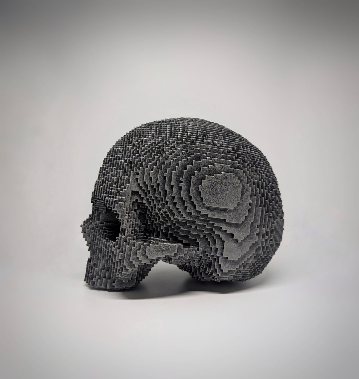 Pixel Art Skull 1:1 Resin Sculpture Hand-Painted 7.09" (18 cm) Tall