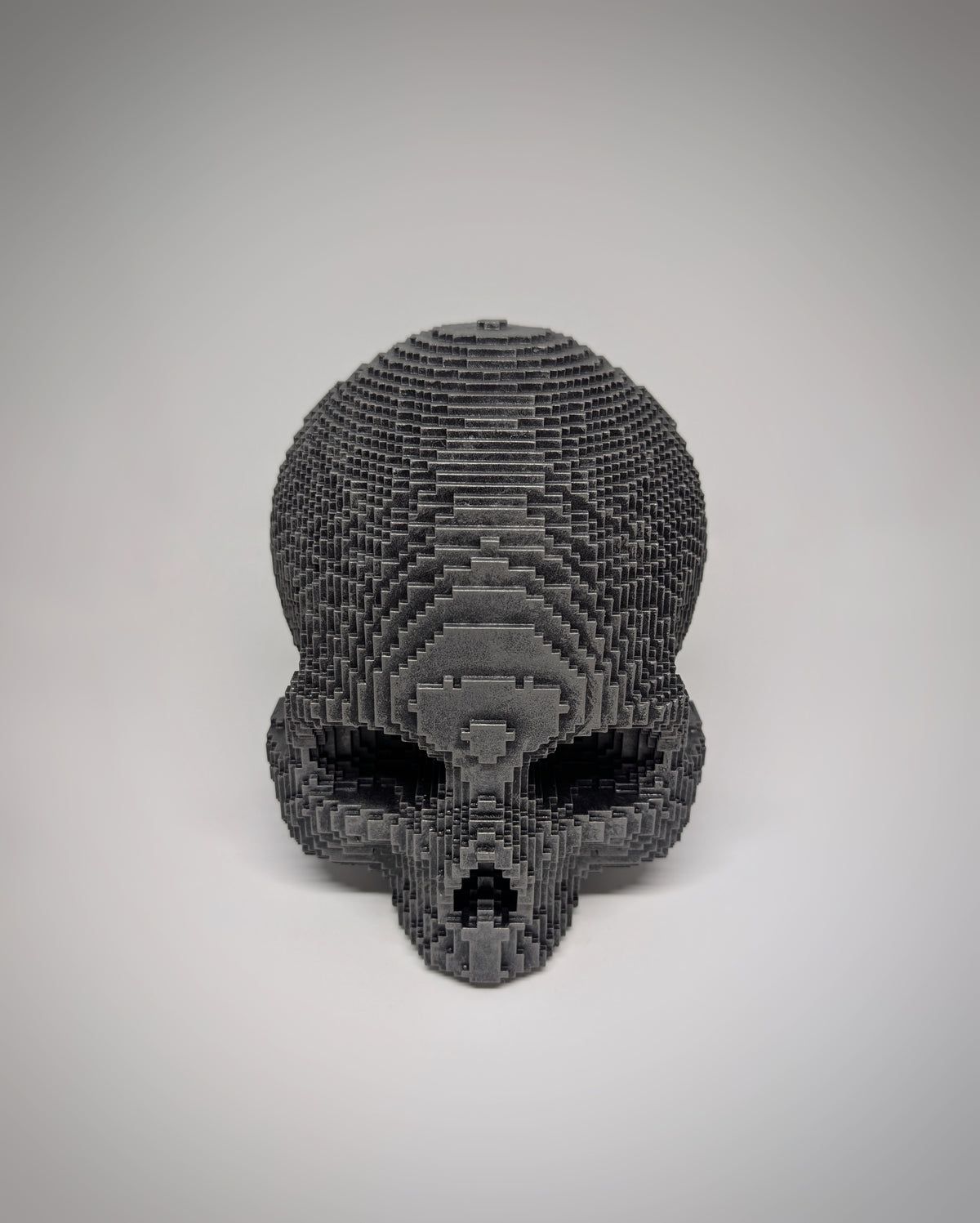 Pixel Art Skull 1:1 Resin Sculpture Hand-Painted 7.09" (18 cm) Tall