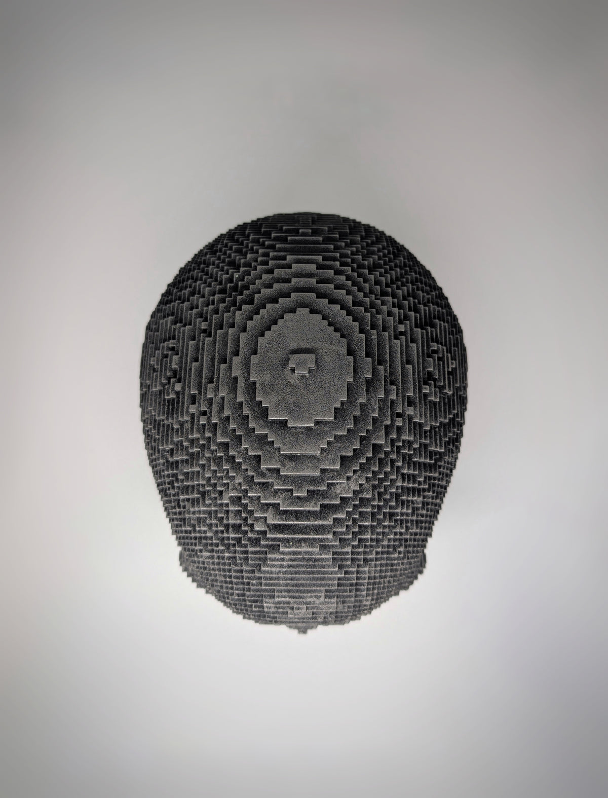 Pixel Art Skull 1:1 Resin Sculpture Hand-Painted 7.09" (18 cm) Tall