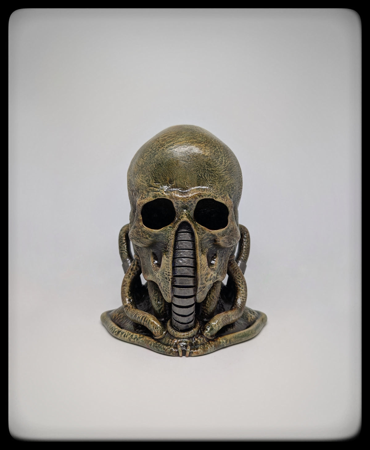 Biomechanical Art – Harkonnen Skull Hand-Painted Resin Sculpture 7.09" (18 cm)