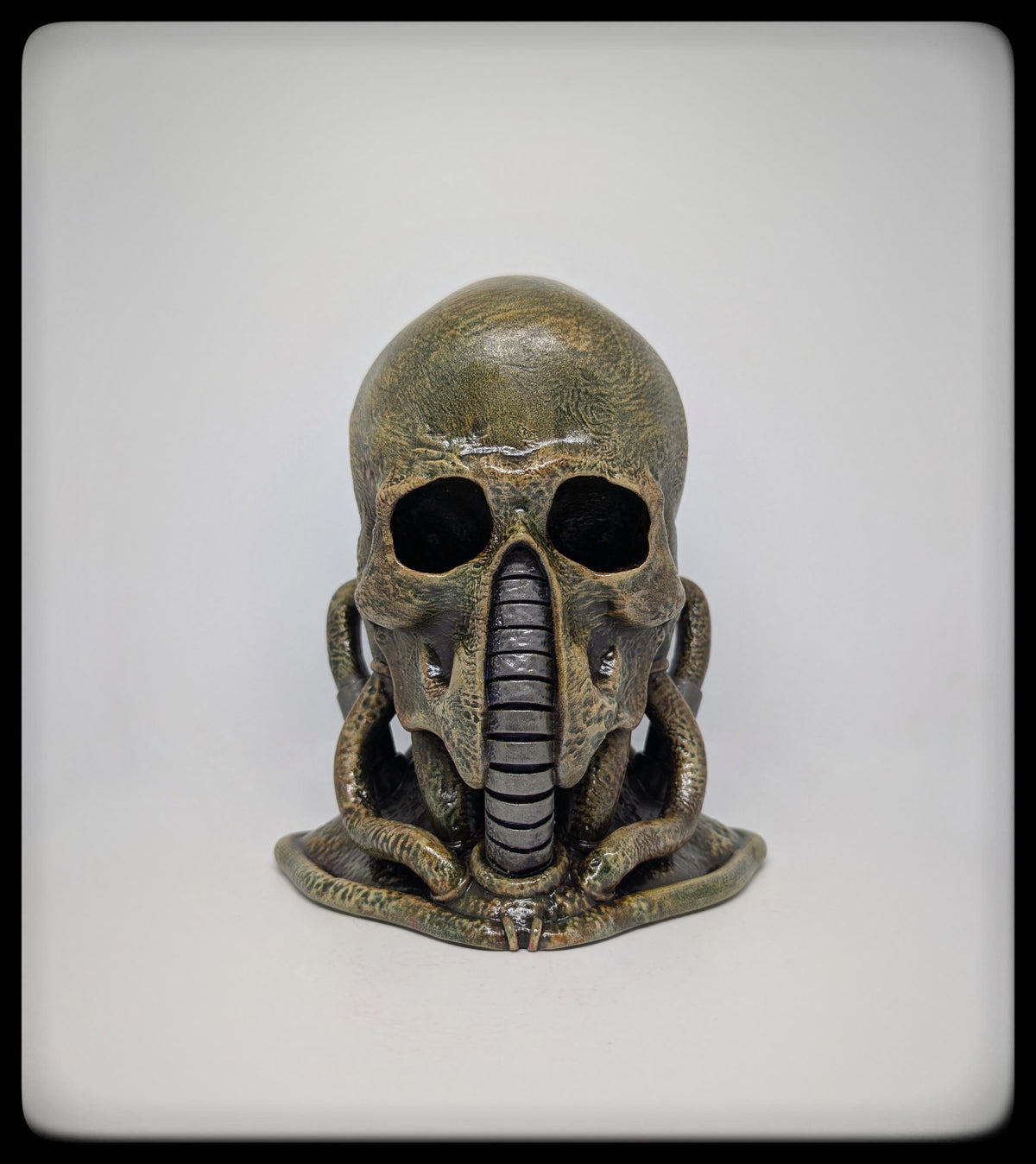 Biomechanical Art – Harkonnen Skull Hand-Painted Resin Sculpture 7.09" (18 cm)