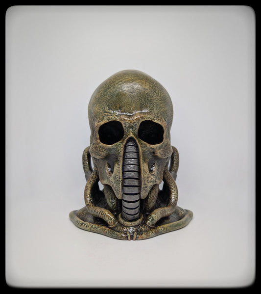 Biomechanical Art – Harkonnen Skull Hand-Painted Resin Sculpture 7.09" (18 cm)