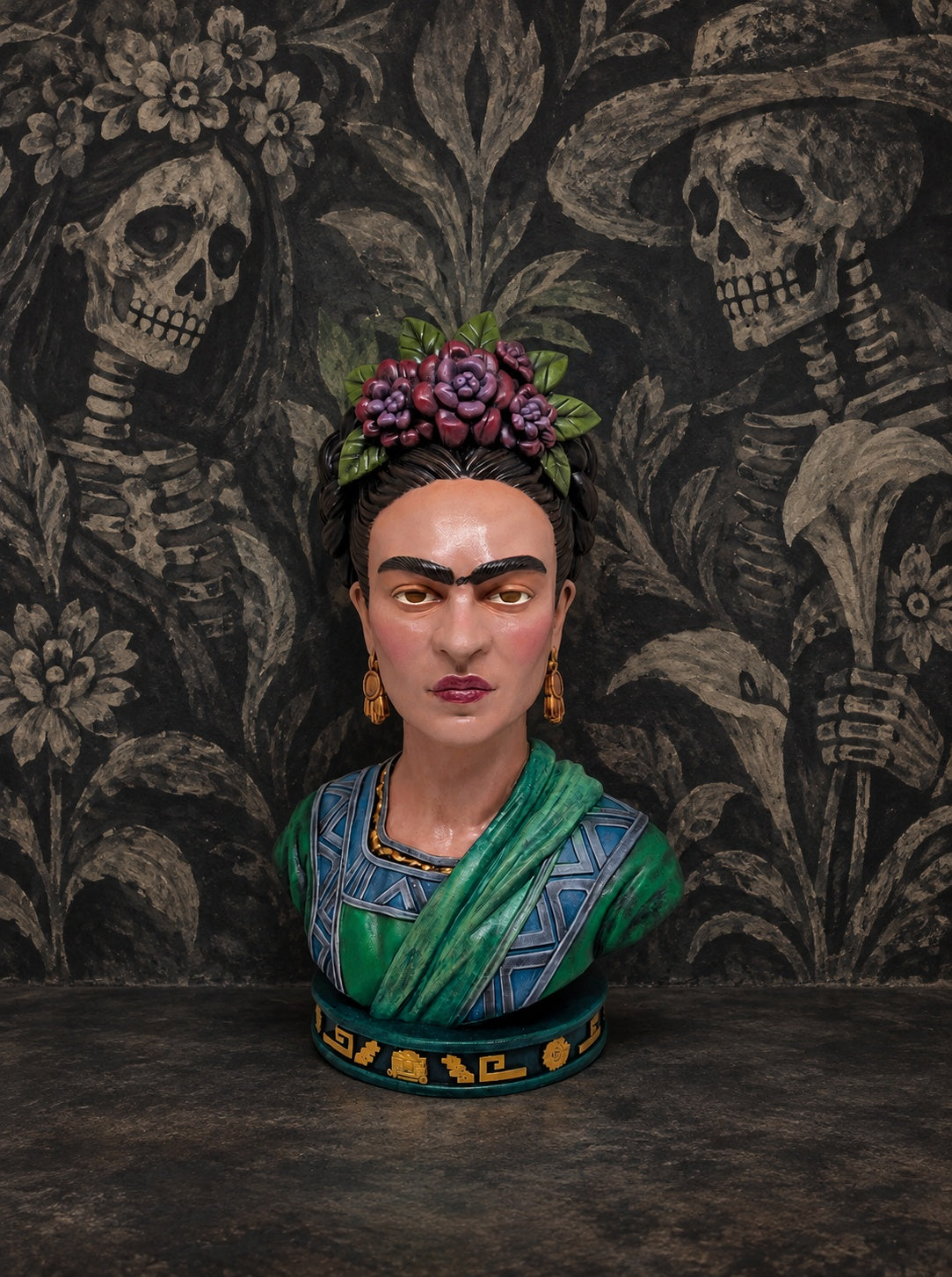 Frida Kahlo Bust Sculpture 3D Resin Hand Painted 10.83" (27.5 cm) Art Figure