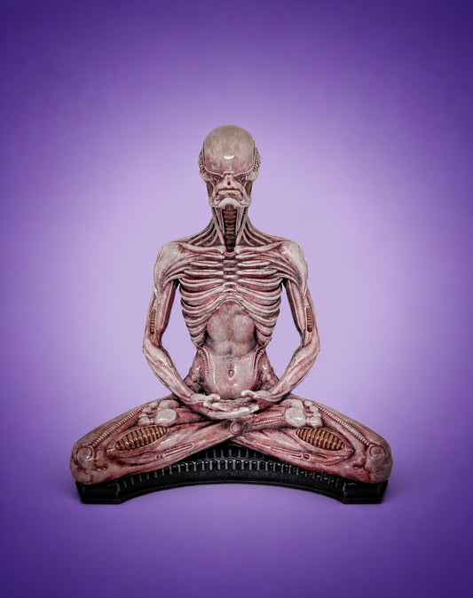 Alien Meditating 3D Printed Resin Sculpture, Hand-Painted, 8.46" (21.5 cm)