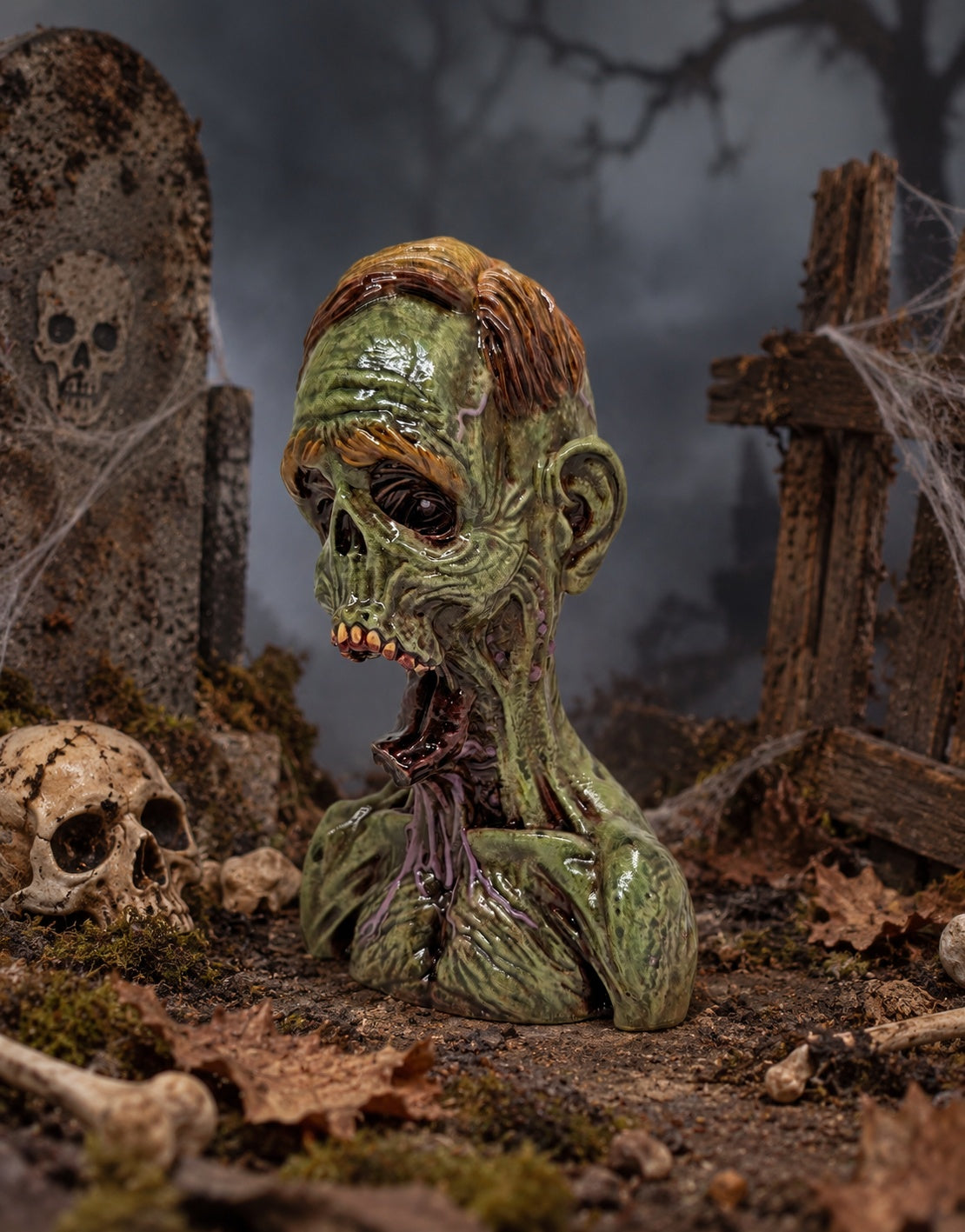 Zombie Figurine Hand-Painted 3D Resin Horror Art 8.66" (22 cm)