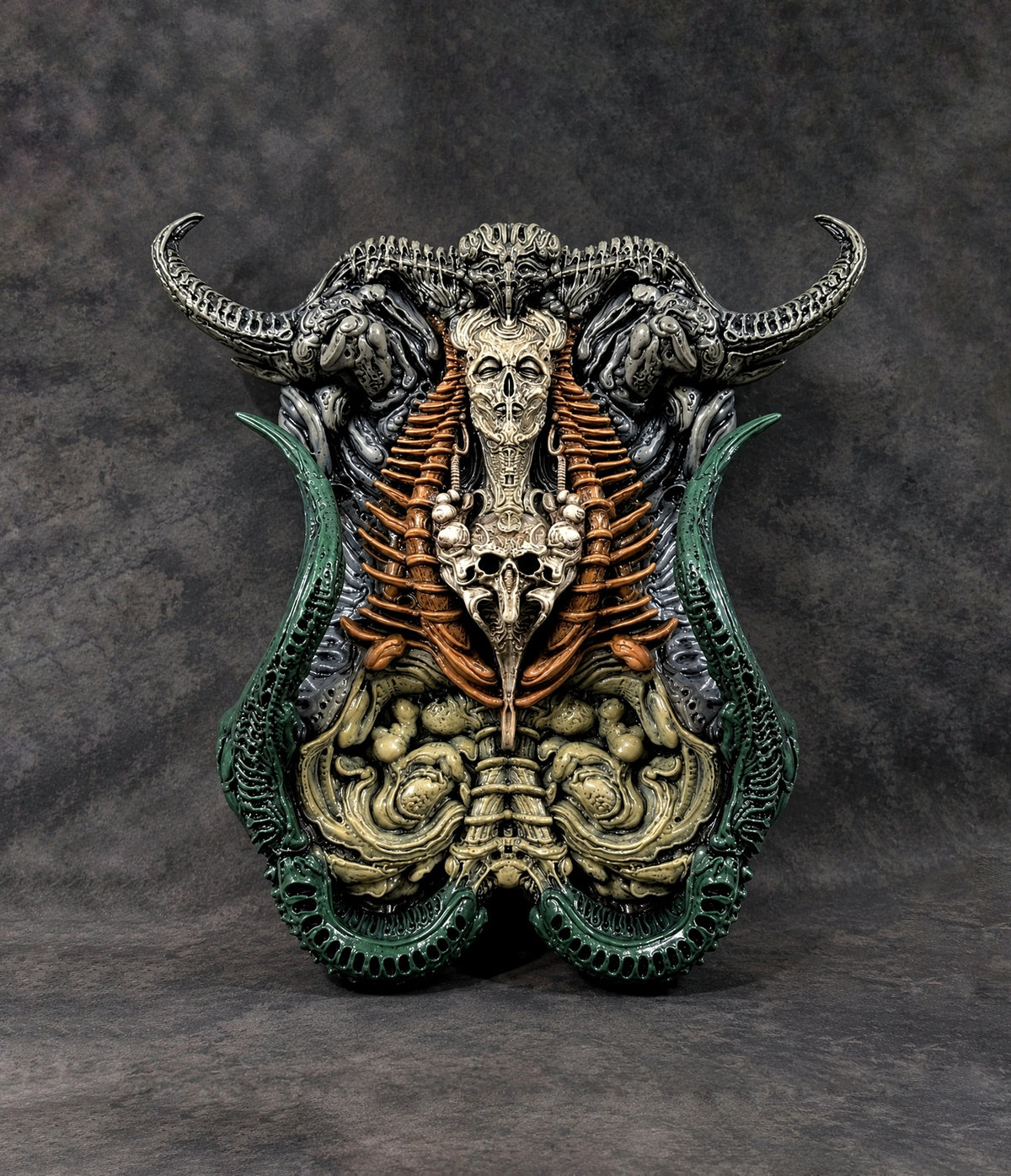 Biomechanical Art – 3D Printed Resin Wall Sculpture, Hand Painted, 12.6 inches (32 cm)