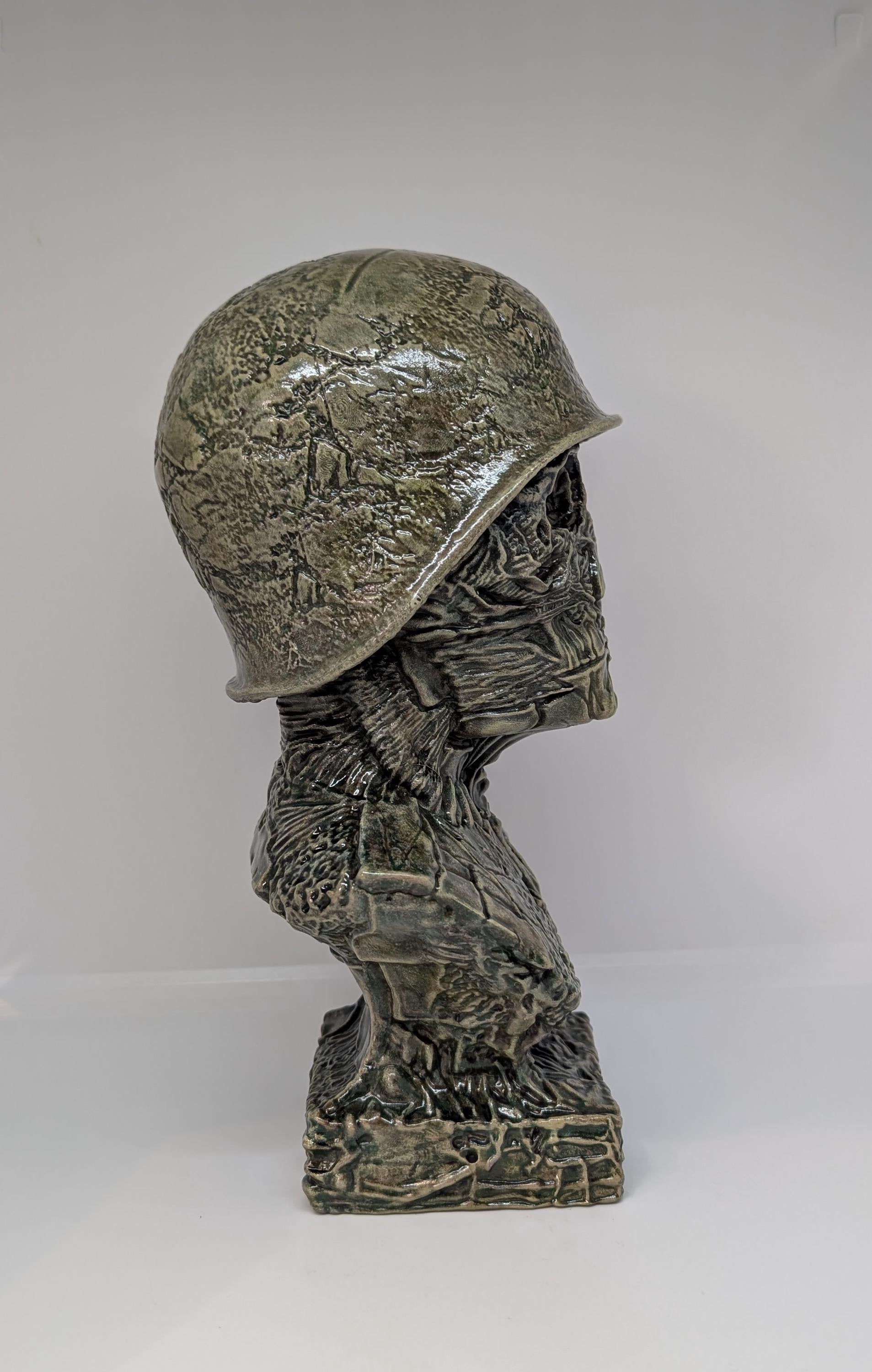 Beksinski-Inspired Sculpture Soldier KO 1985 / 3D Resin / Height 11.4 in