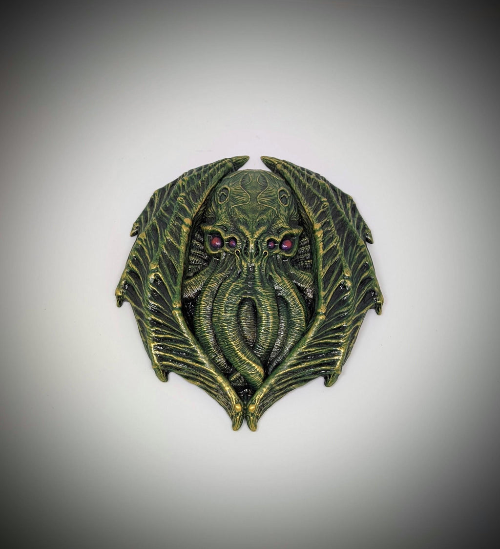 Cthulhu Wall Sculpture Inspired by H.P. Lovecraft / 3D Resin, Height 7.1 in (18 cm/180mm)