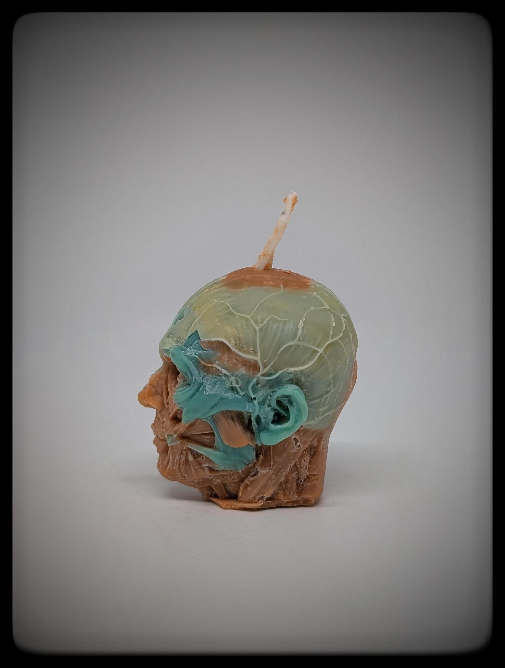 Anatomical Head Sculpture Candle 2.36in (6cm) Handmade Dark Art Decor