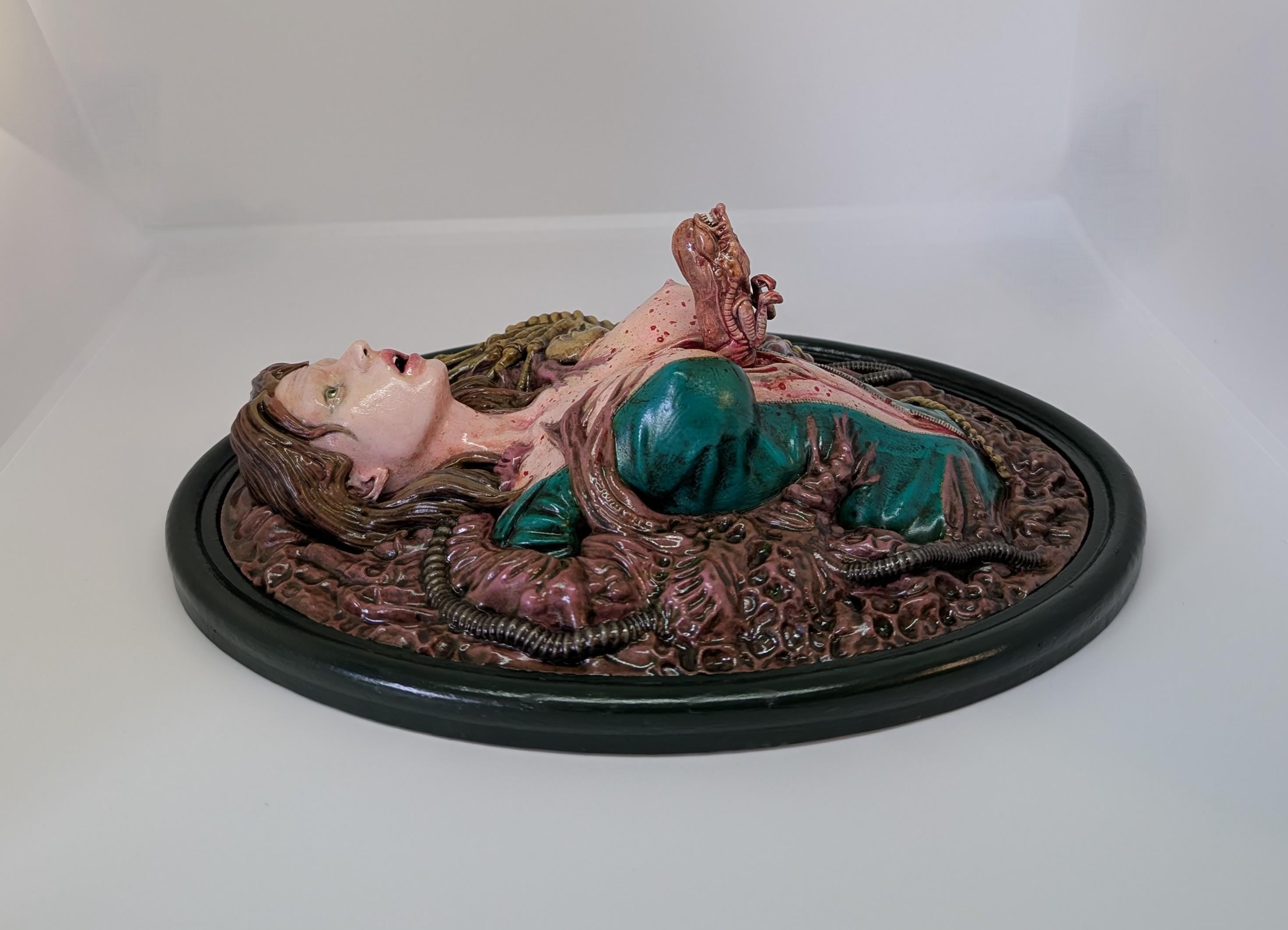 Wall Sculpture Inspired by H R Giger Alien 3D Resin Height 11 inches