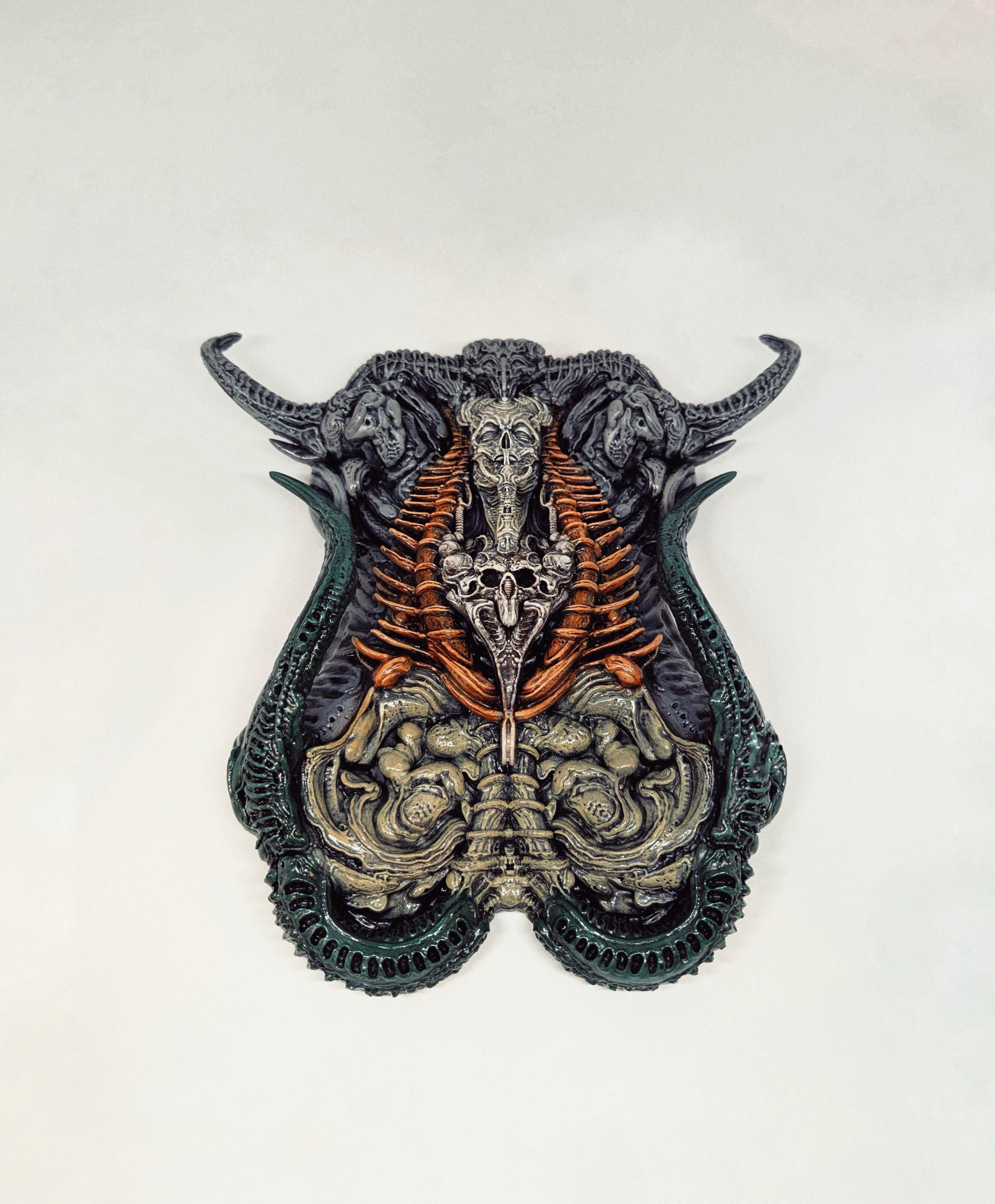 Inspired H.R. Giger Necronomicon Wall Sculpture 3D Resin Art / Height 12.6 in(32cm/320mm)