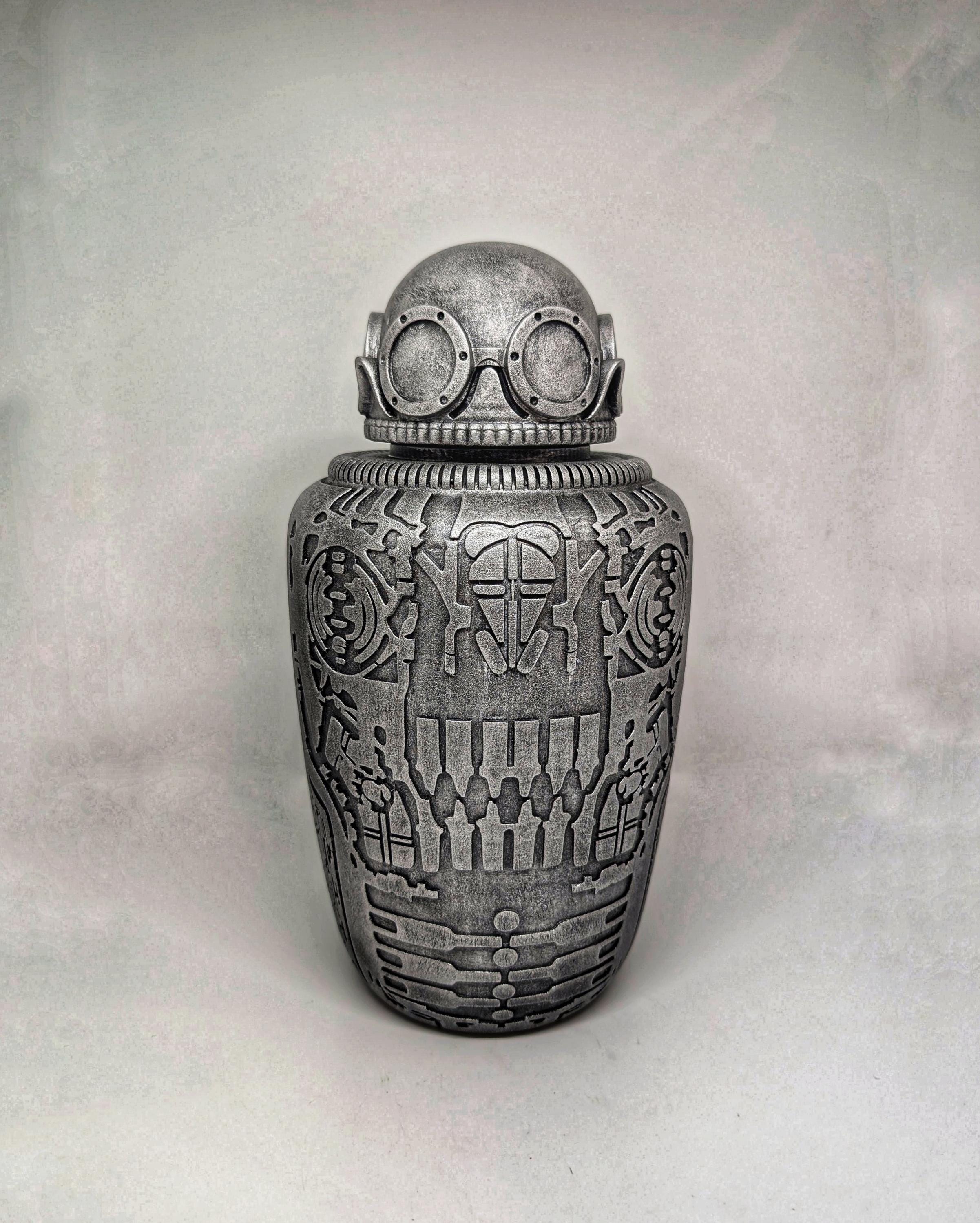 H.R. Giger Inspired Funeral Urn Sculpture 3D Printed Resin 10.2 in (26 cm/260mm)