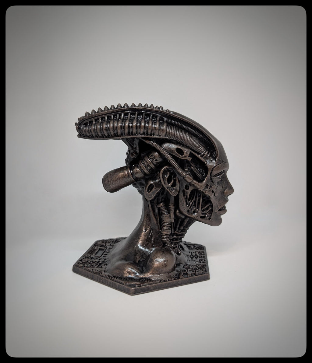 Cyber Head 3D Resin Sculpture 5.9in (15 cm/150 mm) Biomechanical Art