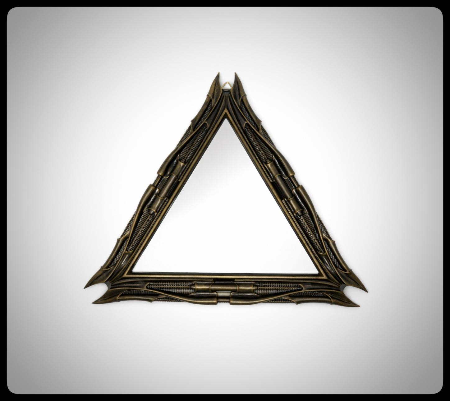 Inspired by H.R. Giger -Mirror Triangular 1983 H 11.02" (28 cm/280 mm) W 12.99" (33 cm/330 mm)