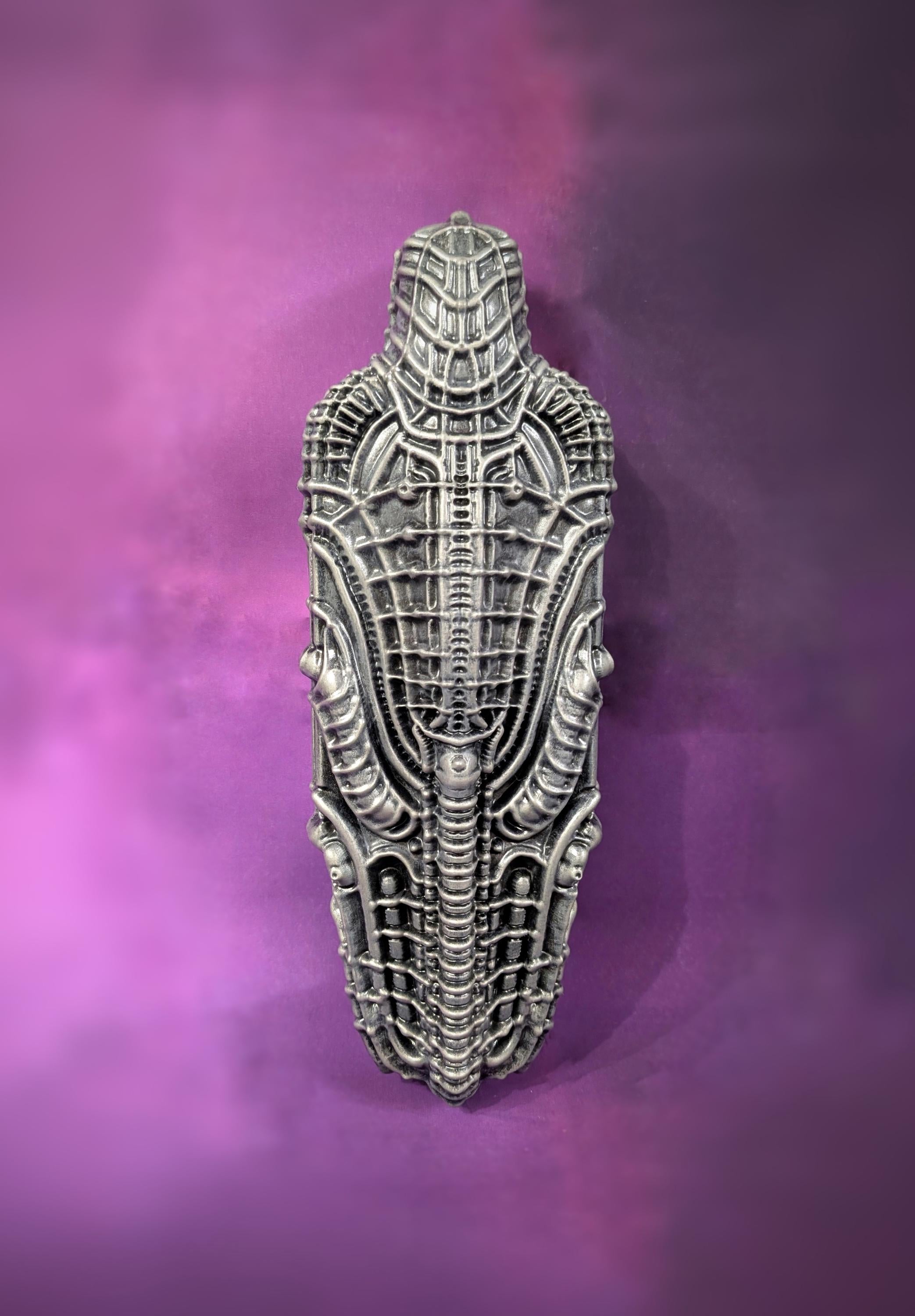 Alien Sarcophagus Wall Sculpture - Length 14.17 in (36 cm/360mm) / 3D Resin Art