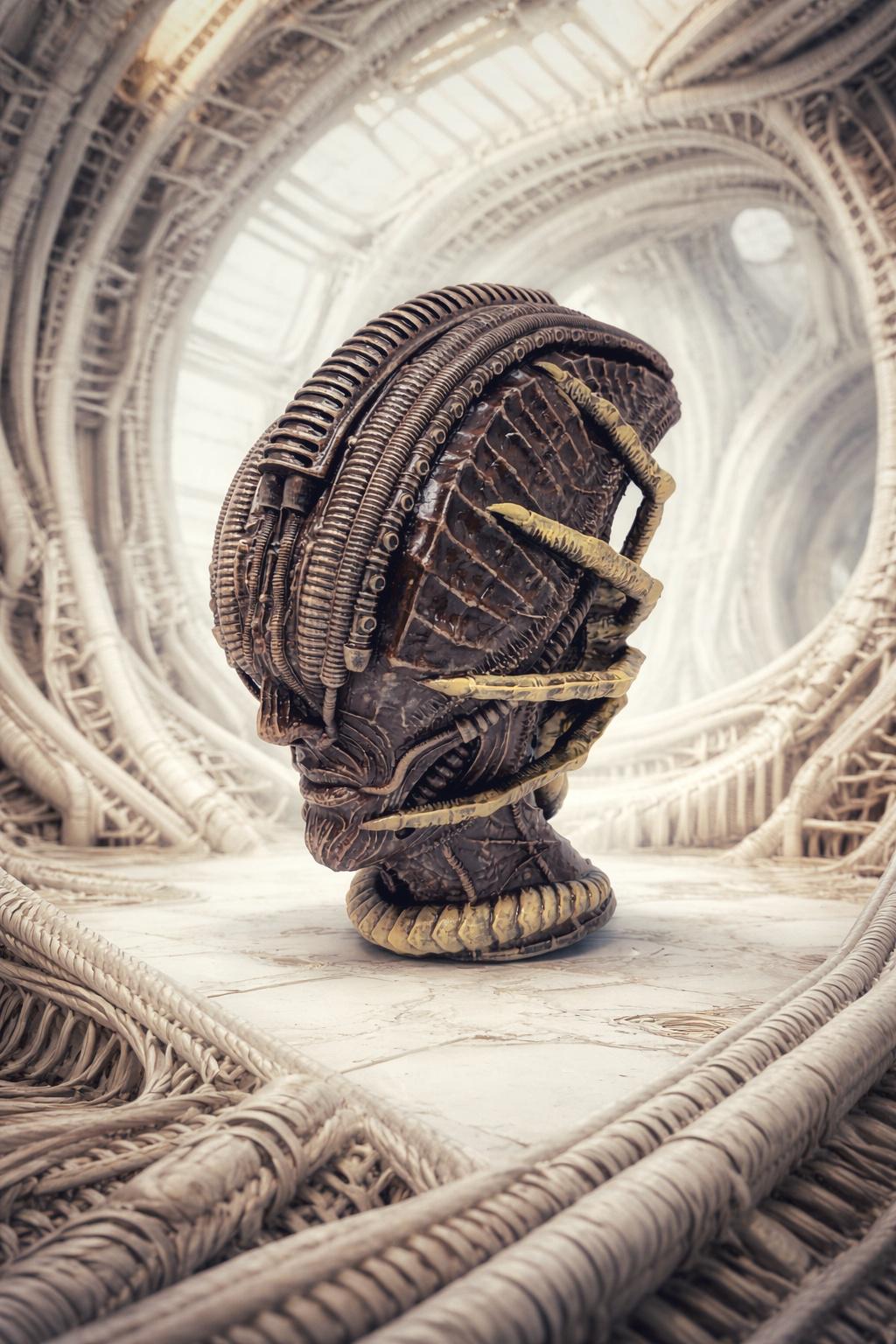 Alien Head Facehugger 3D Resin Sculpture Height 6.9" (17.5 cm/175 mm)