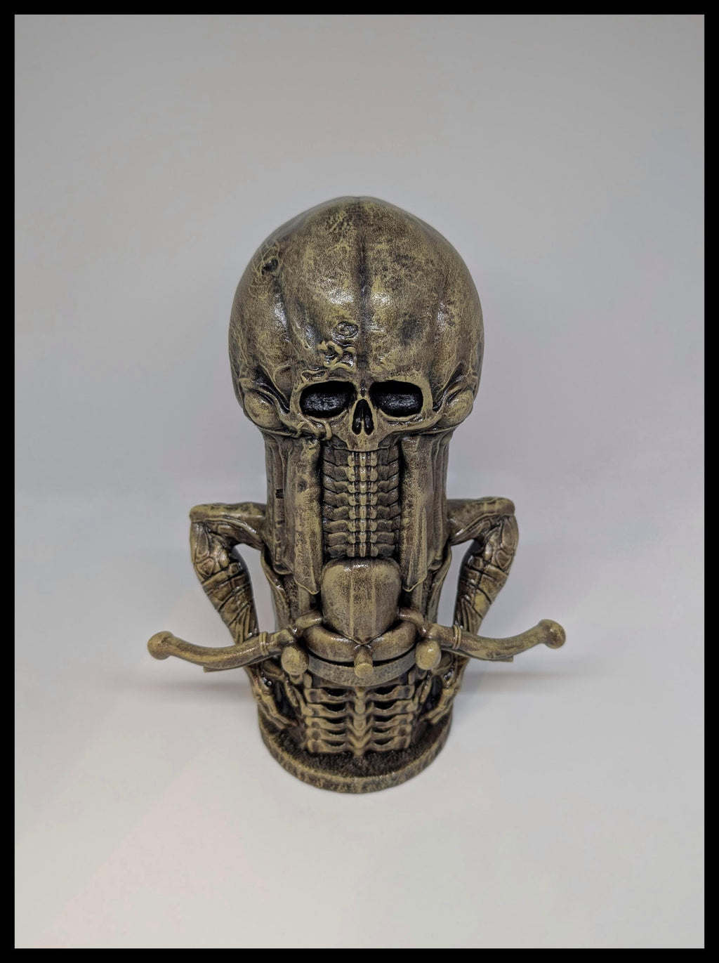 Inspired H.R. Giger Phallic Skull 3D Resin Sculpture Height 9.4in (24cm/240mm)