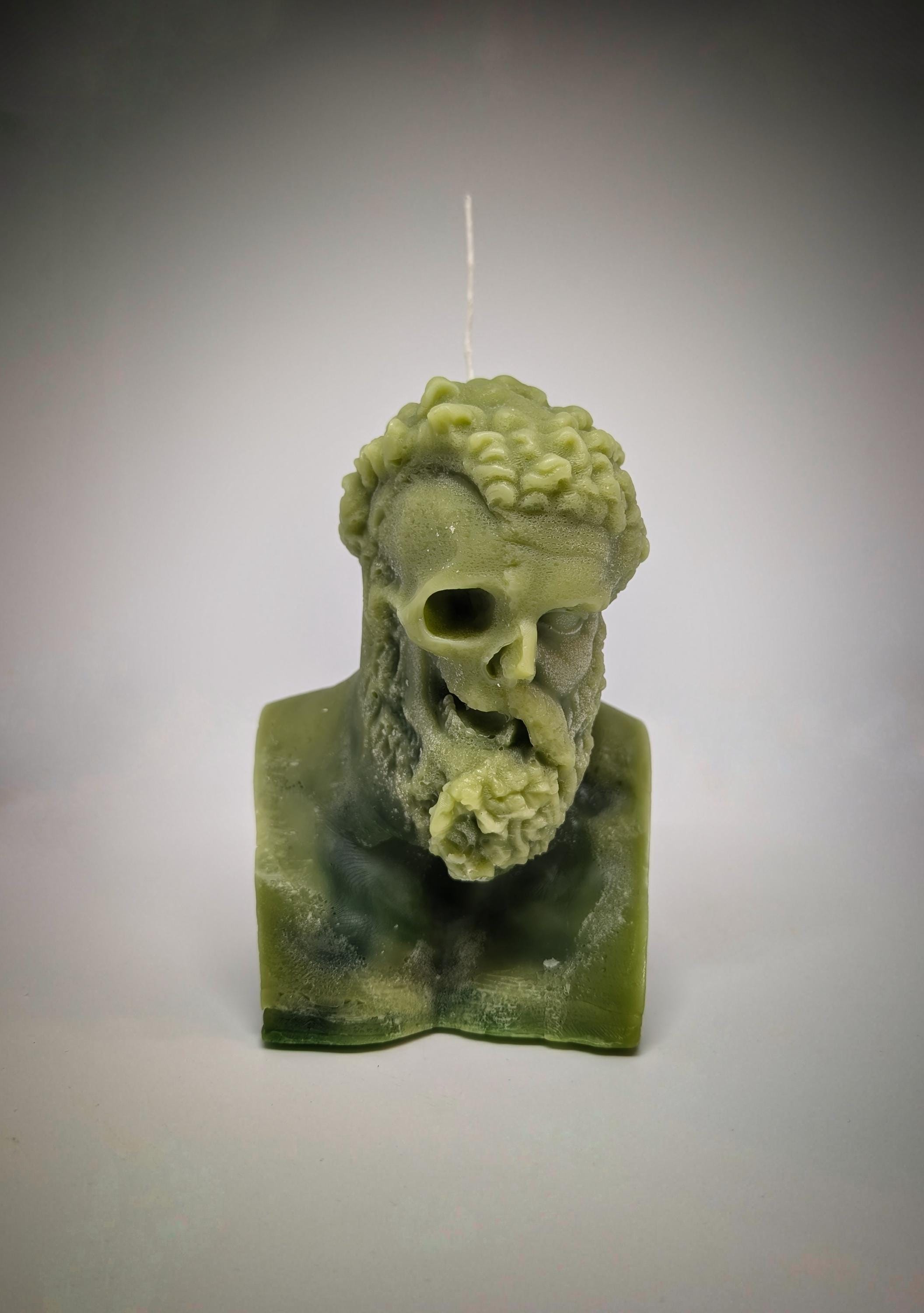 Handmade Hercules Ripped Face Candle 6.3 in (16 cm/160mm) Tall Wax Art