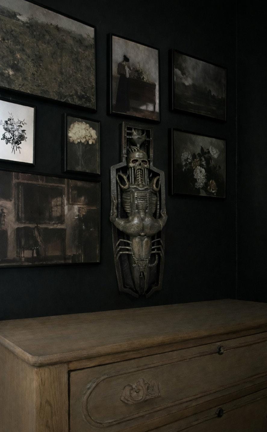H.R. Giger Inspired Wall Sculpture Li II Height 13.6in (34.5cm) 3D Resin