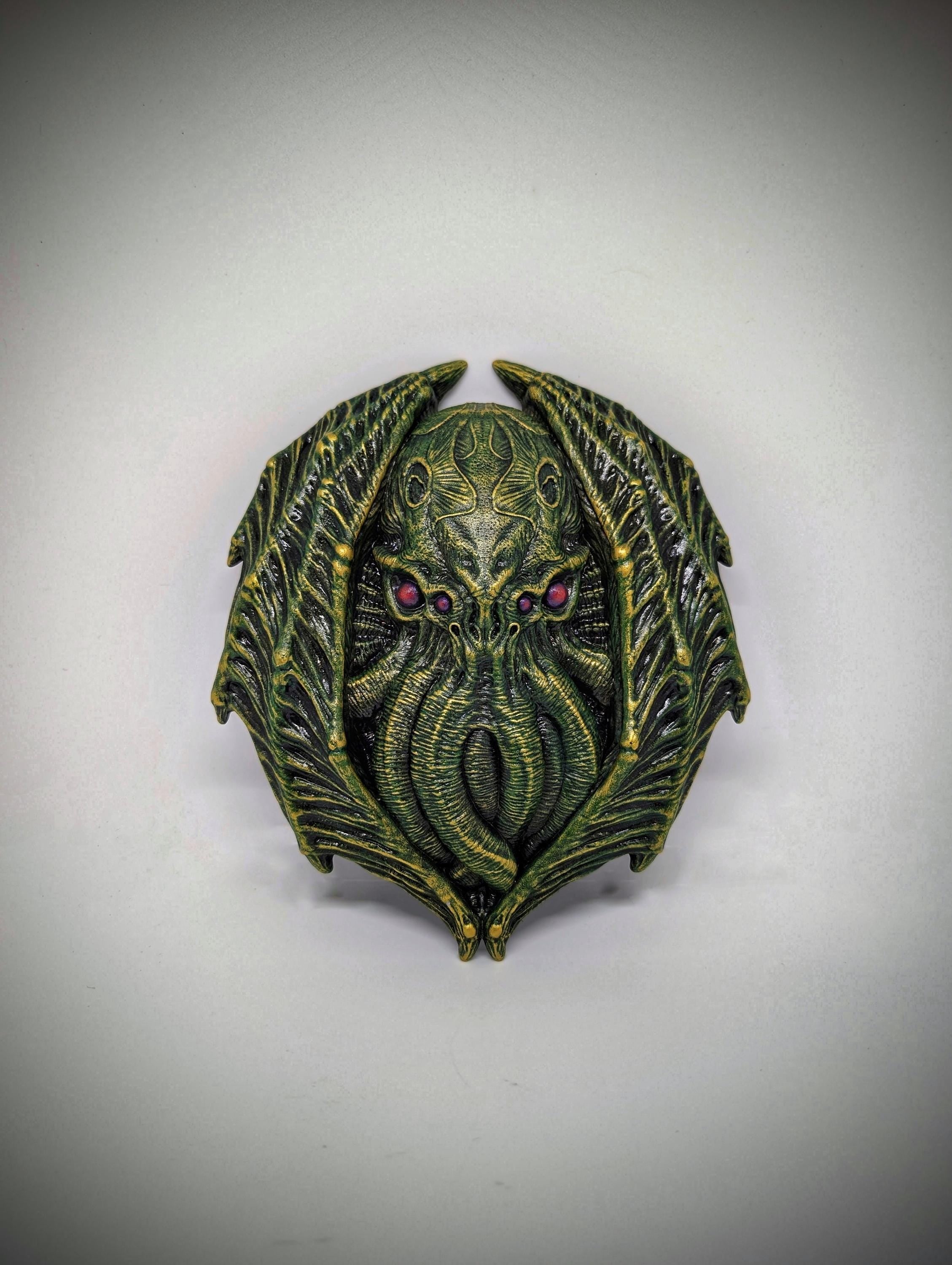 Cthulhu Wall Sculpture Inspired by H.P. Lovecraft / 3D Resin, Height 7.1 in (18 cm/180mm)