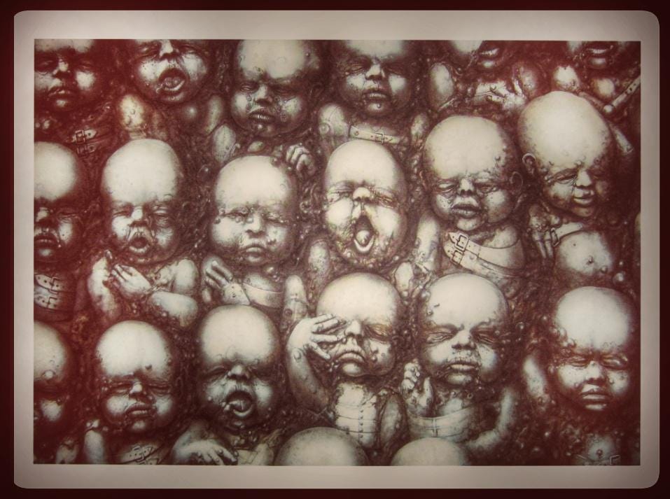 Inspired H.R. Giger Landscape XVIII (1973) "Baby Wall" 3D Resin Sculpture 8.46 x 11.42 in (21.5 x 29 cm)