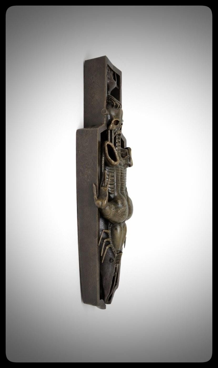 H.R. Giger Inspired Wall Sculpture Li II Height 13.6in (34.5cm) 3D Resin