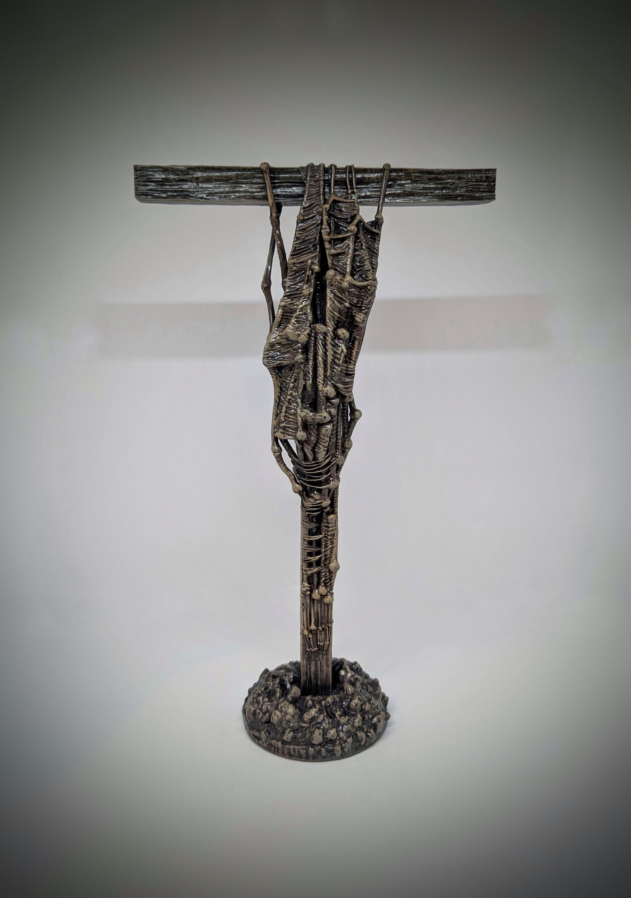 Inspired by Zdzislaw Beksinski -T cross 3D Resin Sculpture, Height 11.42 in (29 cm/290 mm)