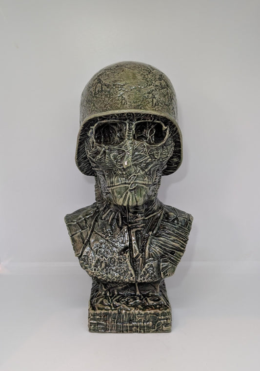 Beksinski-Inspired Sculpture Soldier KO 1985 / 3D Resin / Height 11.4 in