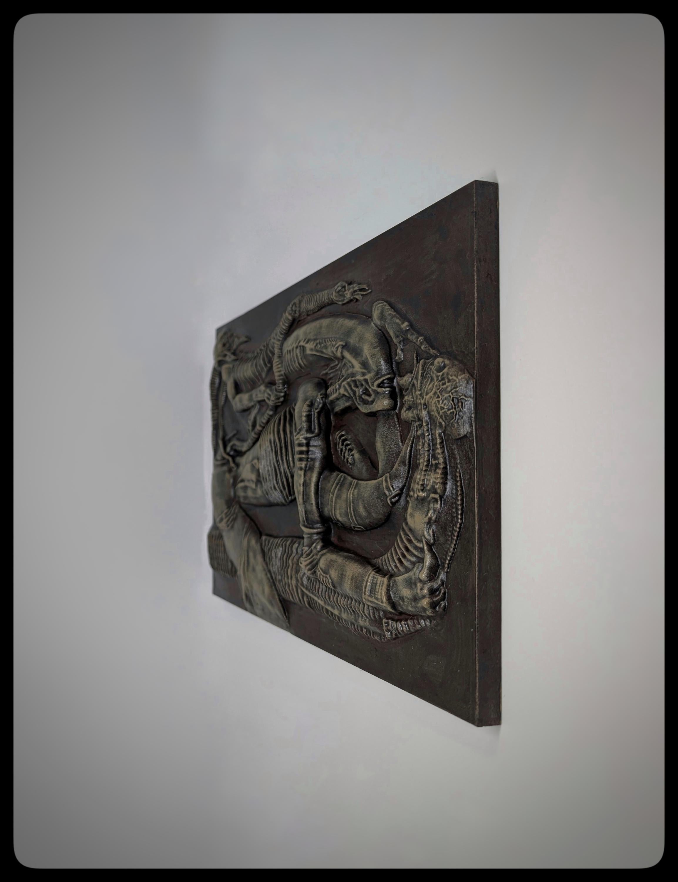 Inspired by H.R.Giger Necronom V Wall Sculpture 8.5in(21.5cm)x12.2in(31cm) 3D Resin