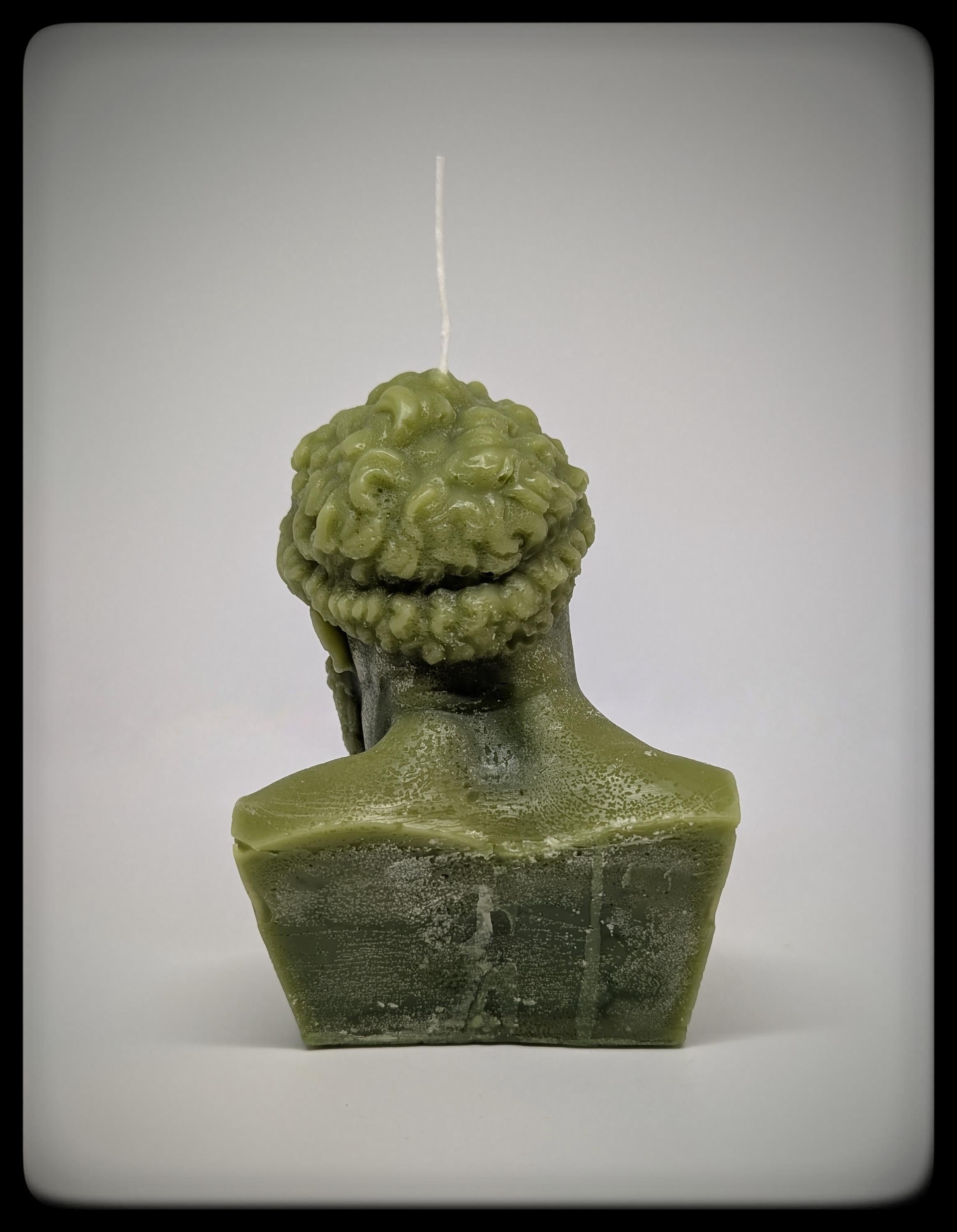Handmade Hercules Ripped Face Candle 6.3 in (16 cm/160mm) Tall Wax Art