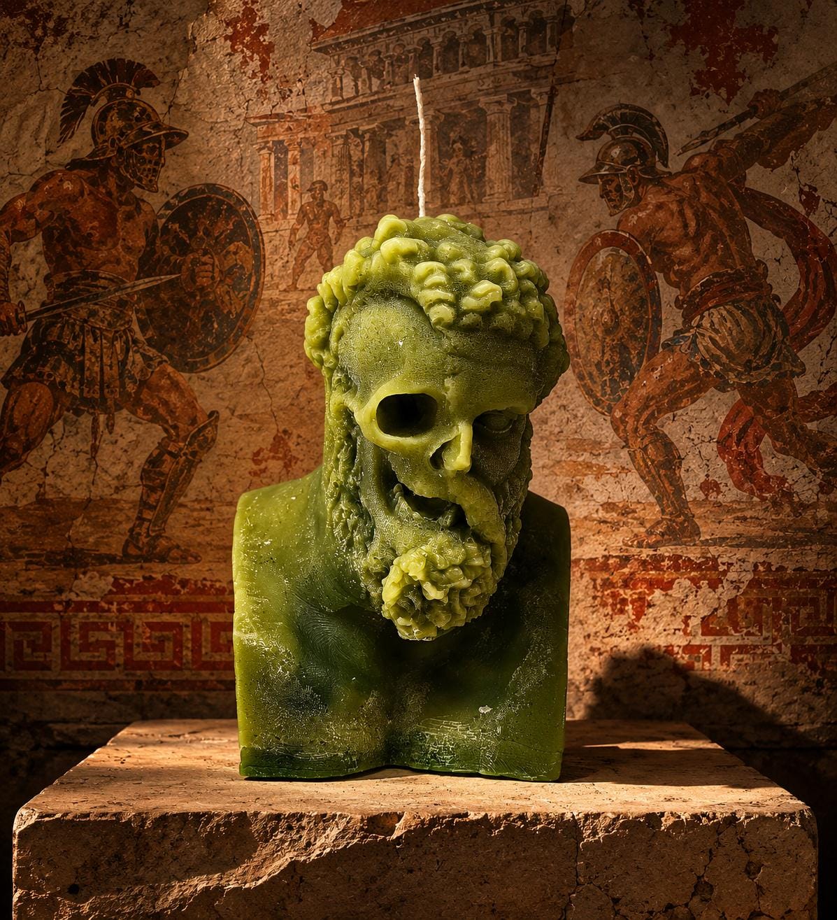 Handmade Hercules Ripped Face Candle 6.3 in (16 cm/160mm) Tall Wax Art