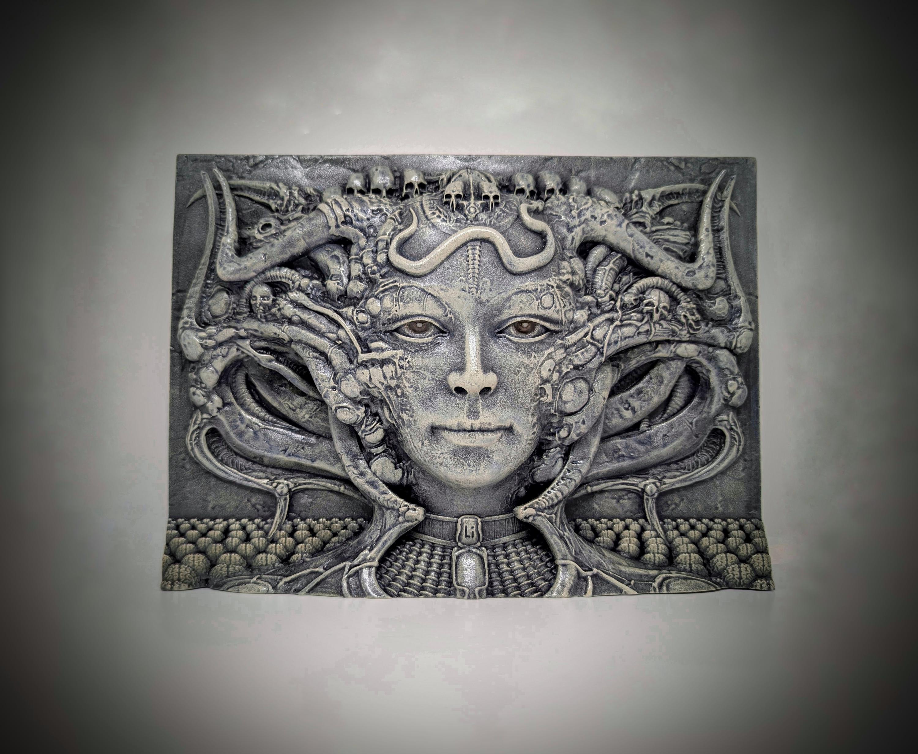 Inspired H.R. Giger LII - 3D Resin Sculpture – 8.7in x 11.8in (22 cm x 30 cm)