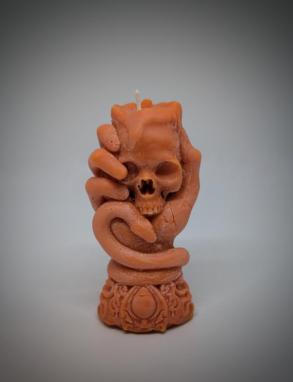 Skull Candle with Snake -3.94" (10 cm/100 mm) Dark Art Gothic Decor Handmade