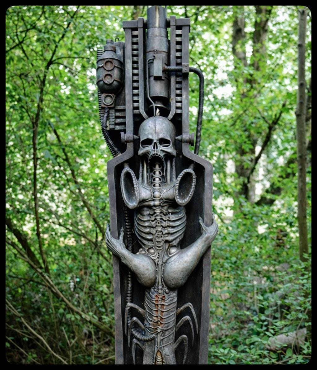 H.R. Giger Inspired Wall Sculpture Li II Height 13.6in (34.5cm) 3D Resin
