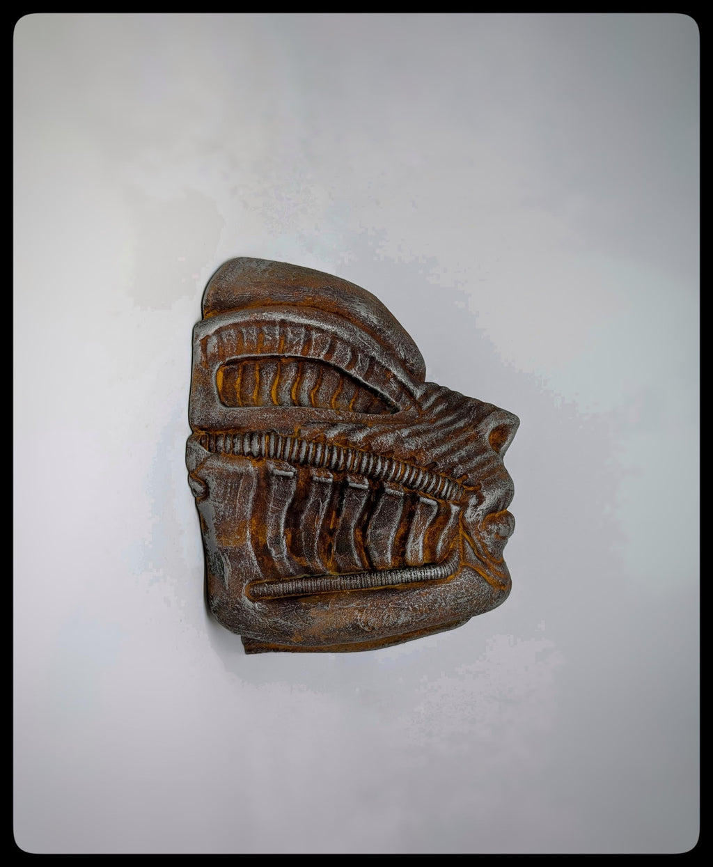 Inspired by H.R. Giger Biomechanoid Face 3D Resin Wall Sculpture, Height: 8.46 in (21,5 cm/215 mm)