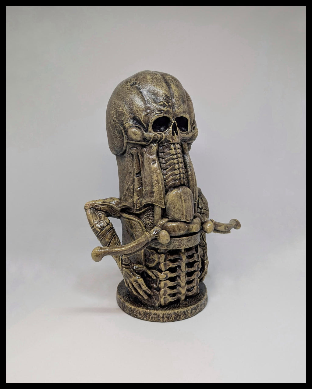 Inspired H.R. Giger Phallic Skull 3D Resin Sculpture Height 9.4in (24cm/240mm)