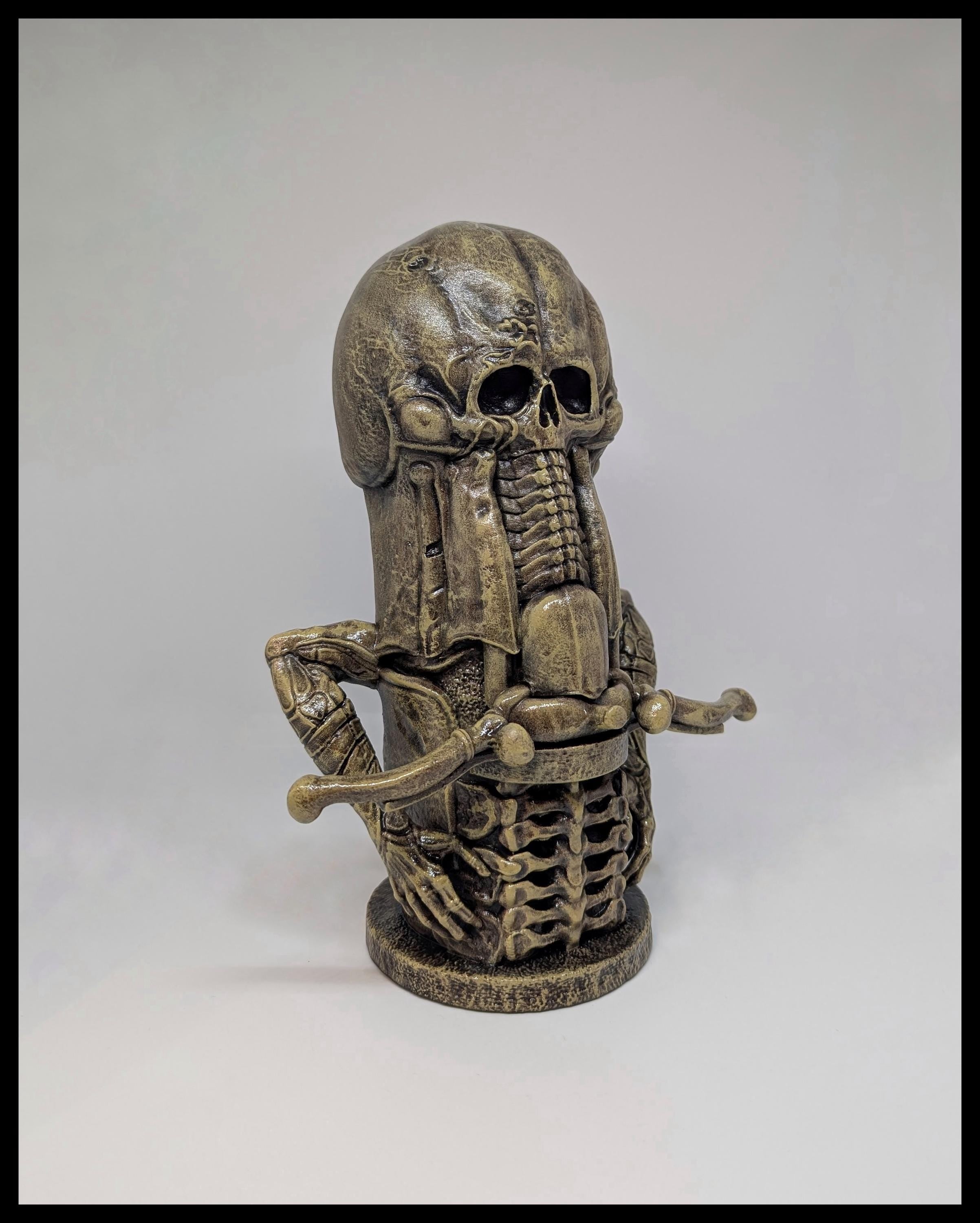 Inspired H.R. Giger Phallic Skull 3D Resin Sculpture Height 9.4in (24cm/240mm)