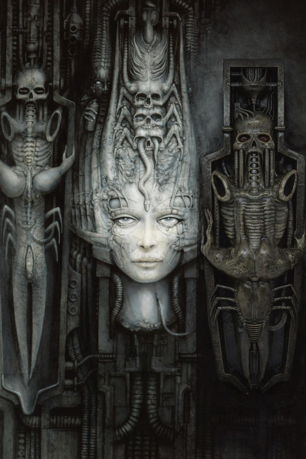 H.R. Giger Inspired Wall Sculpture Li II Height 13.6in (34.5cm) 3D Resin