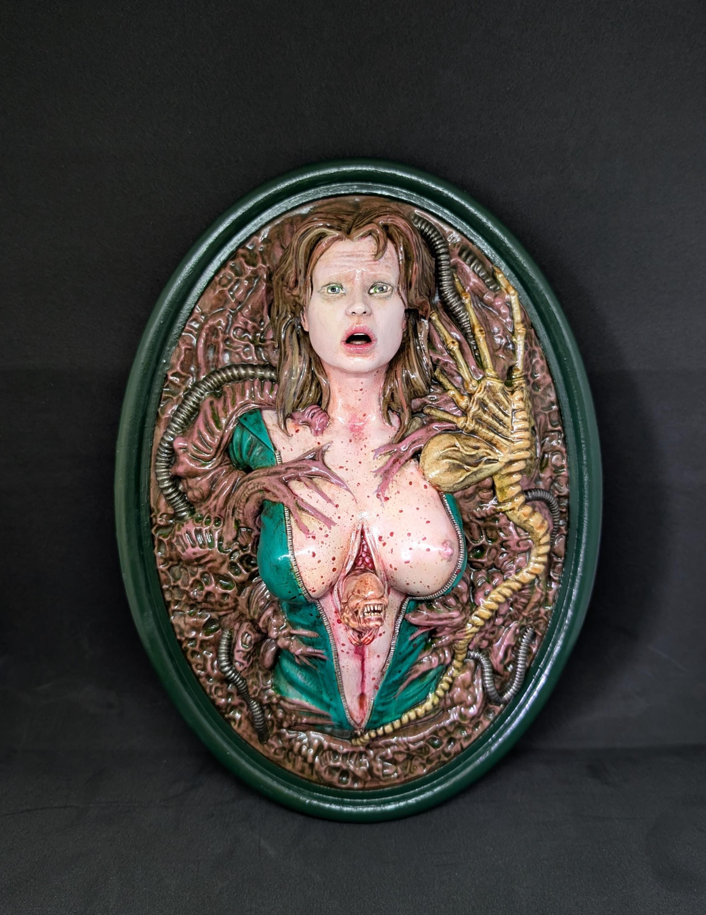 Wall Sculpture Inspired by H R Giger Alien 3D Resin Height 11 inches