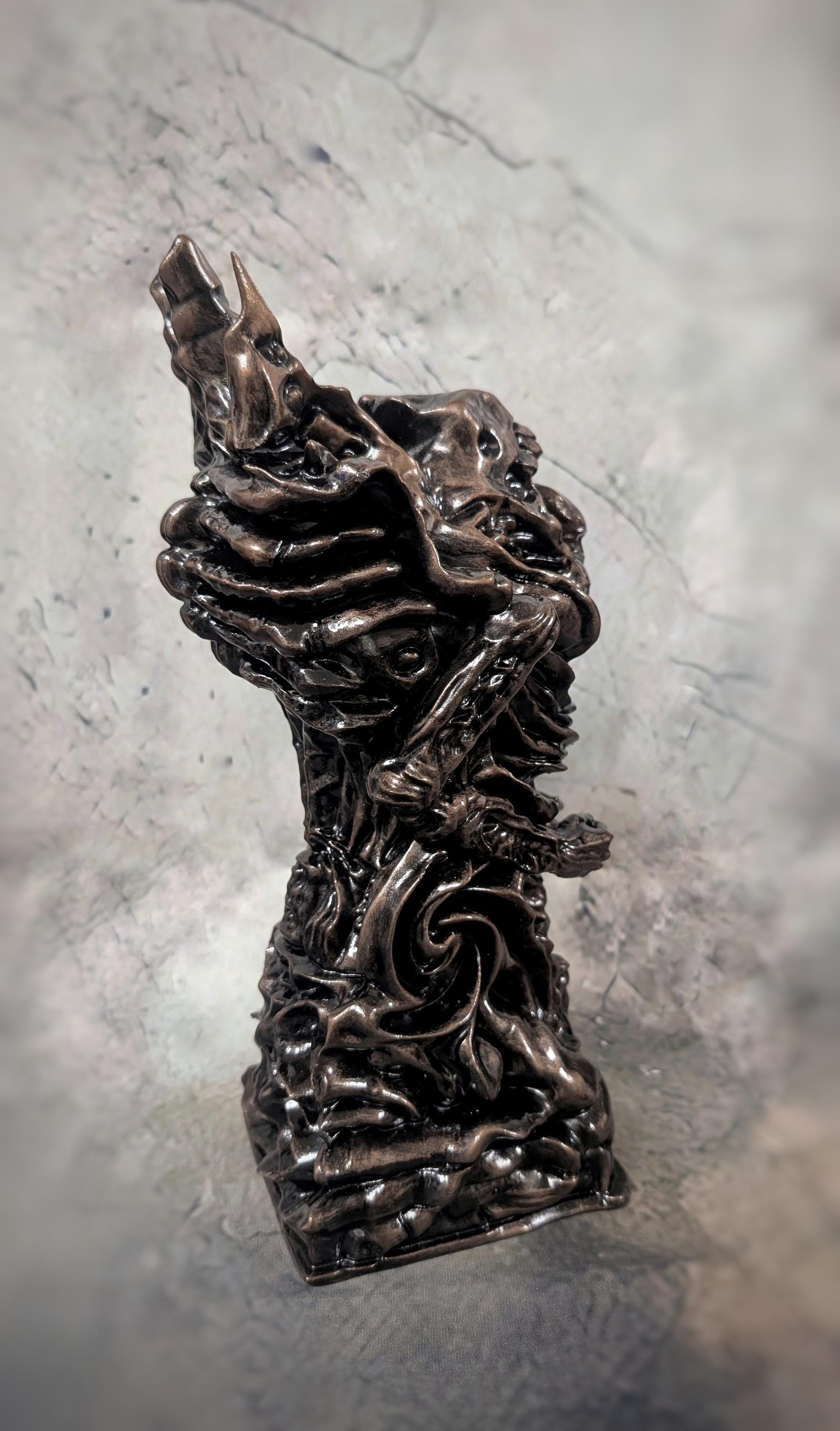 H.R. Giger Inspired Gigeresque Skeleton Statue 11.8" (30 cm / 300 mm) 3D Resin Sculpture