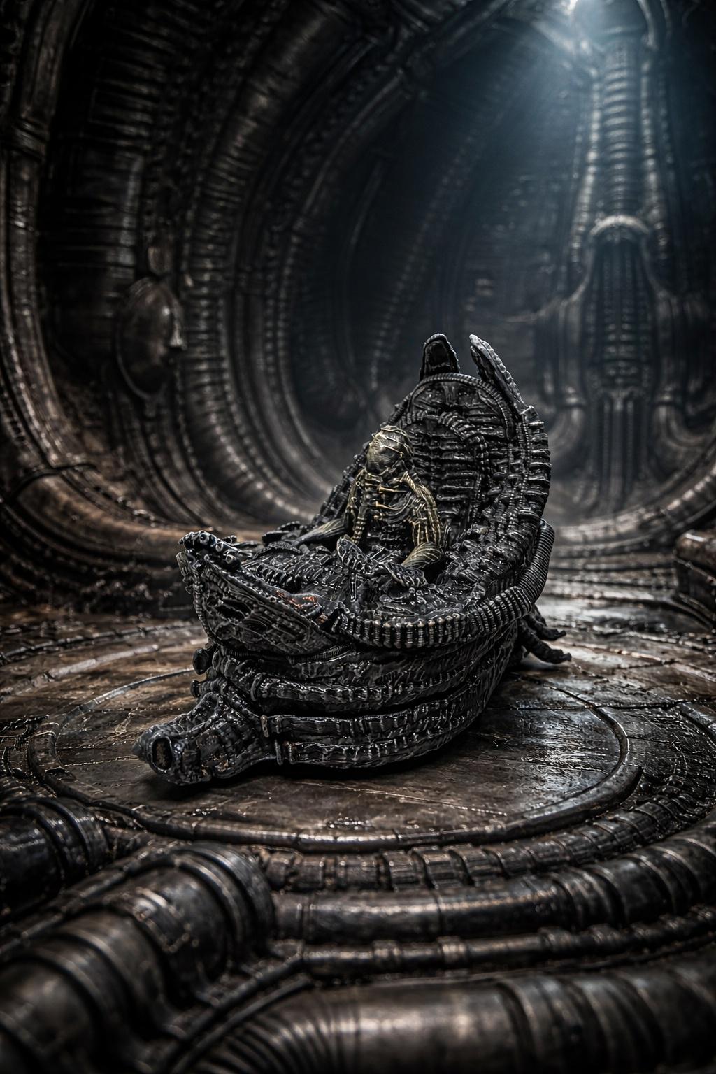 Inspired by H.R. Giger Space Jockey Resin Sculpture 7.7in (19.5cm) x 10.2in (26cm)
